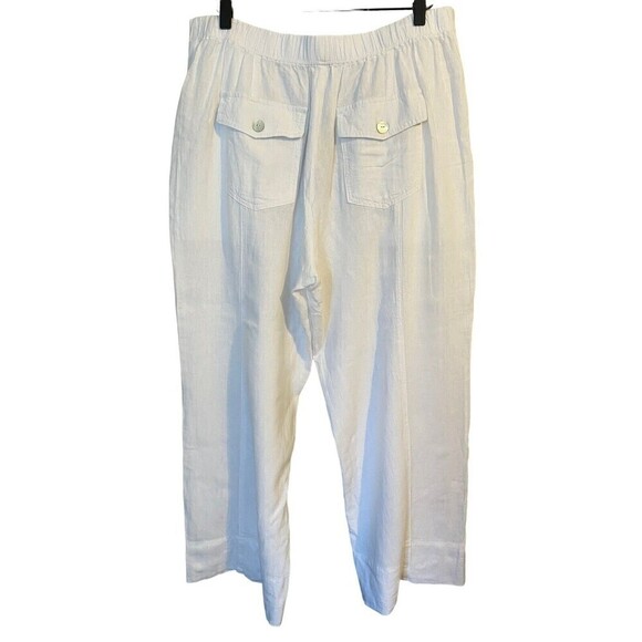 Nic + ZOE Pants Womens Size 12 Wide Leg Linen Blend White Stretch Elastic Waist - Picture 4 of 12